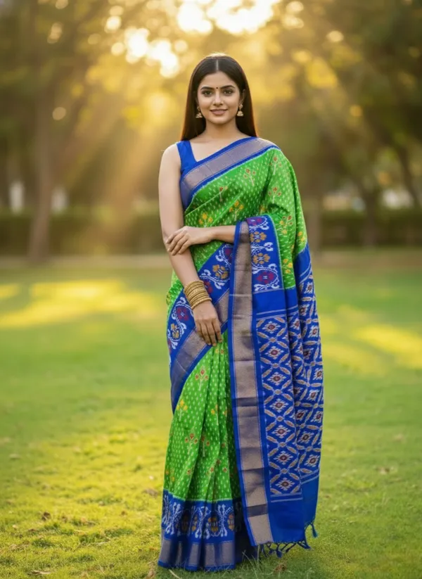 Parrot_Trendy_Ikat_Digital_Printed_Soft_Silk_Saree_For_Women_Comfortable_&_Fashionable_Ethnic_Wear_Saree_For_Women