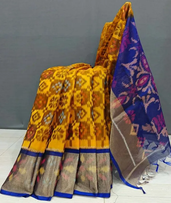 Multicolour_Beautiful_Digital_Ikat_Pattern–Smooth_Finish_Saree_With_Unstitched_Blouse_Saree_For_Women