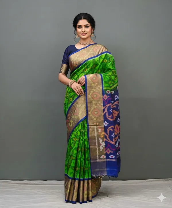 Multicolour_Beautiful_Digital_Ikat_Pattern–Smooth_Finish_Saree_With_Unstitched_Blouse_Saree_For_Women