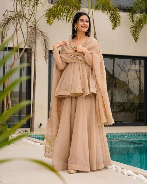Elegant_Beige_Georgette_Sharara_Suit_Set_with_Dupatta