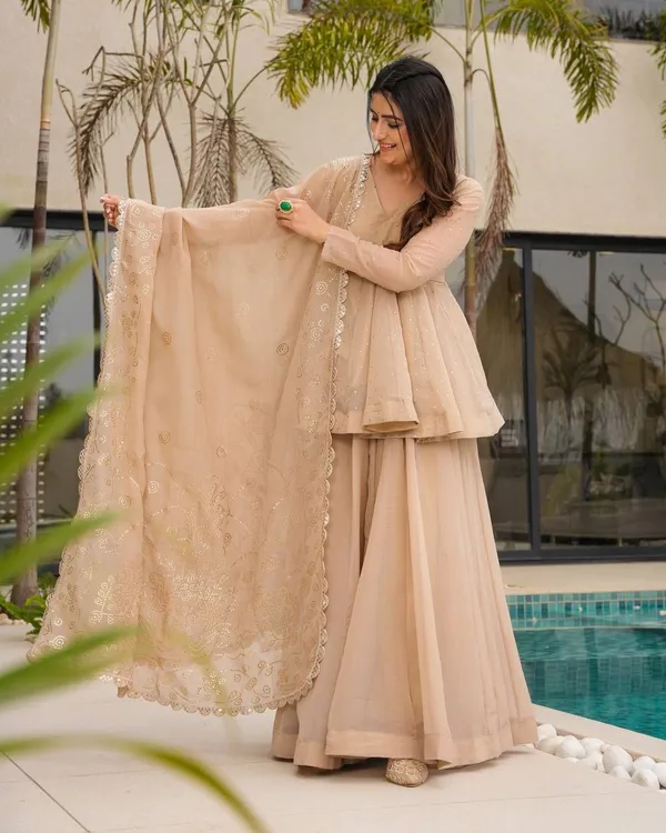 Elegant_Beige_Georgette_Sharara_Suit_Set_with_Dupatta