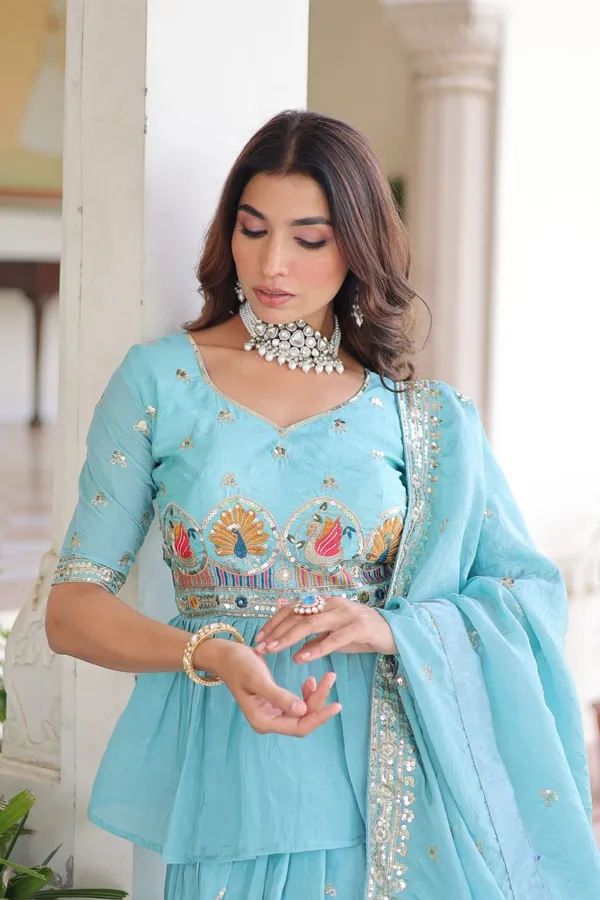 Aqua_Glow_Embroidered_Peplum_Lehenga_Set