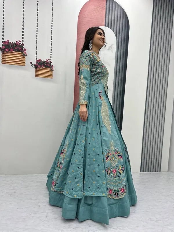 Rajkanika_Embroidered_Sea_Green_Silk_Blend_Lehenga_Choli_Set