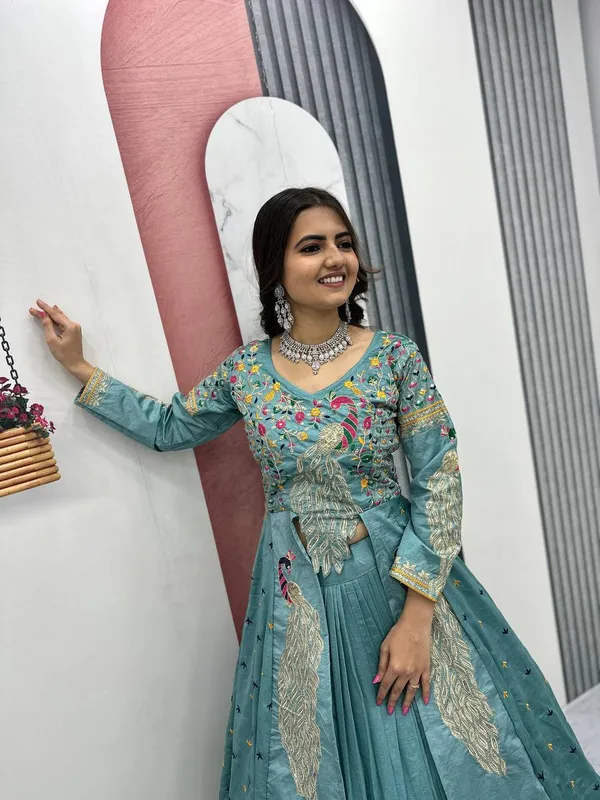 Rajkanika_Embroidered_Sea_Green_Silk_Blend_Lehenga_Choli_Set