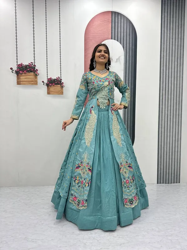 Rajkanika_Embroidered_Sea_Green_Silk_Blend_Lehenga_Choli_Set