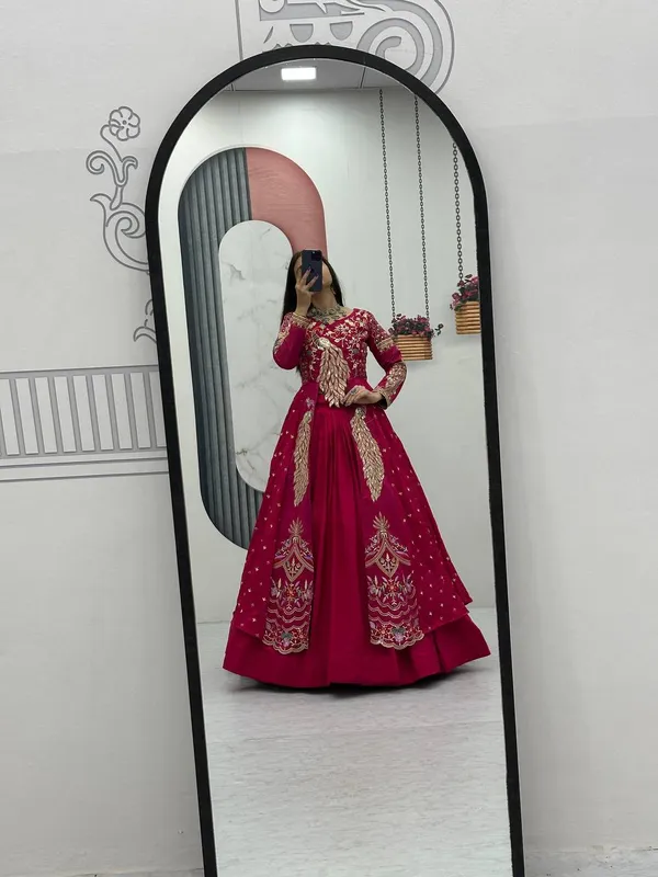 Rajkanika_Magenta_Pink_Embroidered_Long_Jacket_Style_Lehenga_Choli_Set