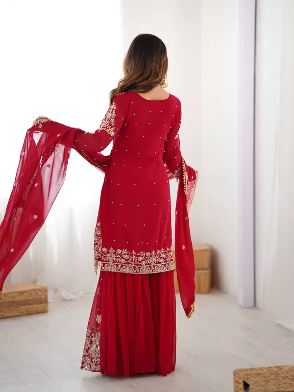 Deep_Ruby_Red_Georgette_Sharara_&_Dupatta_Suit_For_Women_&_Girls
