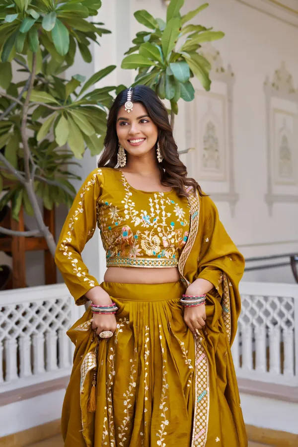 Rajkanika_Mustard_Bloom_Embroidered_Lehenga_Choli_Set