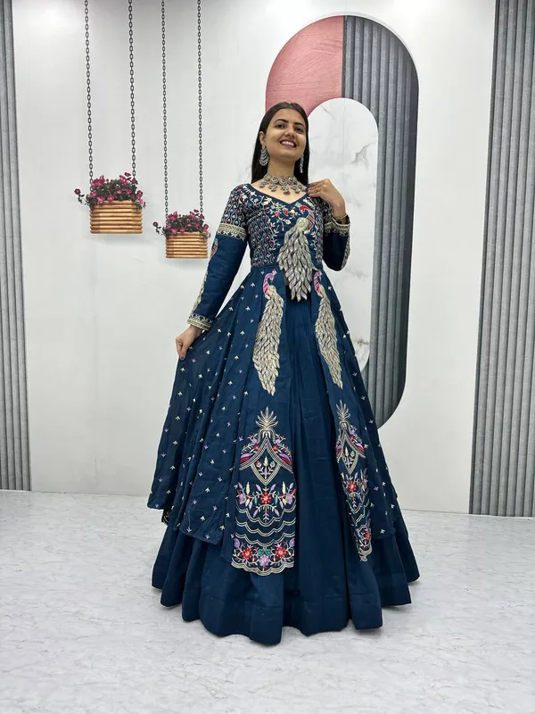 Rajkanika_Navy_Blue_Embroidered_Long_Jacket_Style_Lehenga_Choli_Set