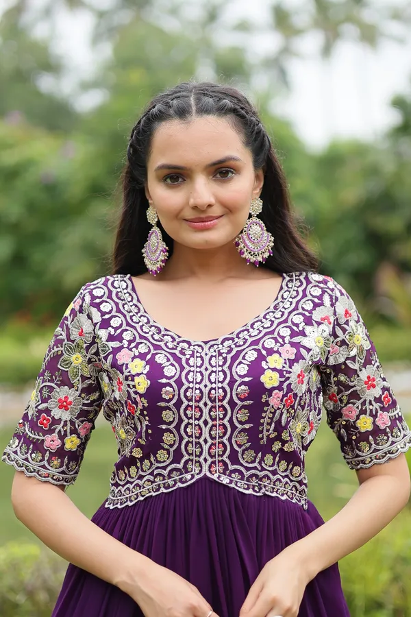 Royal_Orchid_Heavy_Embroidered_Georgette_Gown