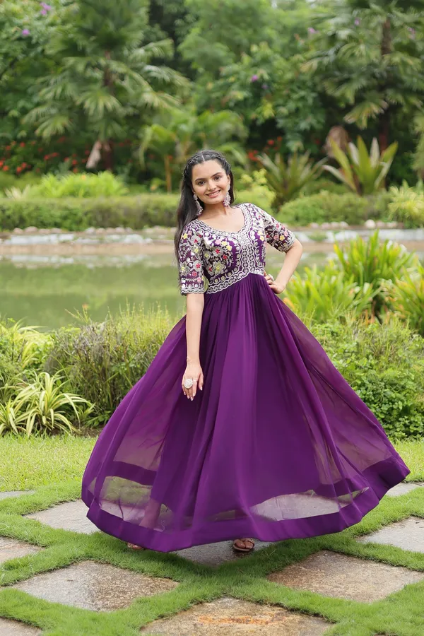 Royal_Orchid_Heavy_Embroidered_Georgette_Gown