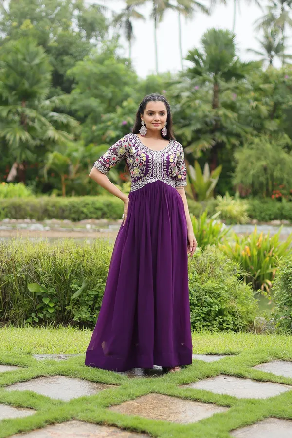 Royal_Orchid_Heavy_Embroidered_Georgette_Gown