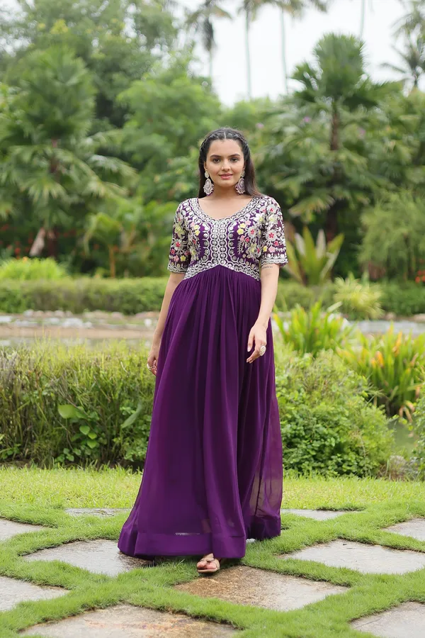 Royal_Orchid_Heavy_Embroidered_Georgette_Gown