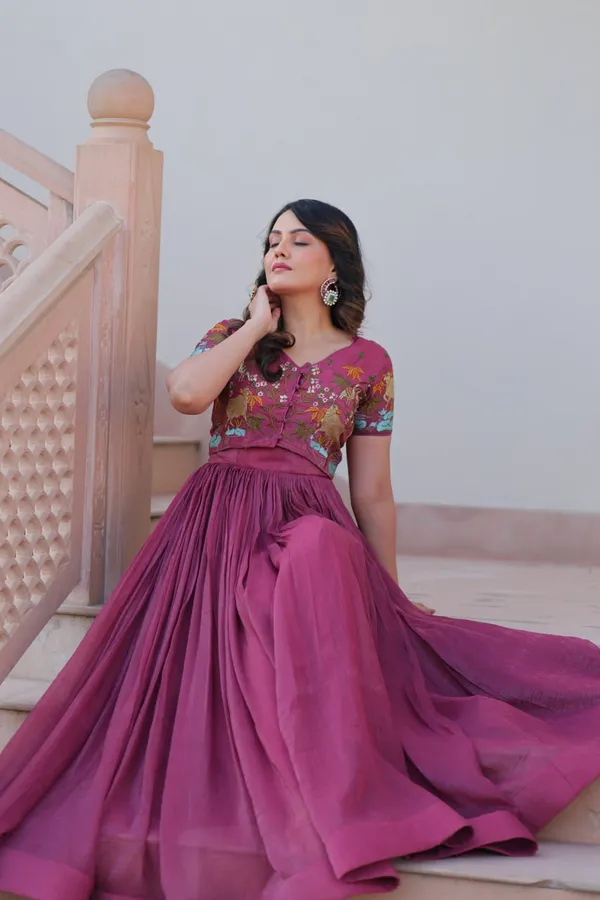 Mulberry_Pink_Textured_Cotton_Silk_Skirt_And_Embroidered_Blouse_Set_For_Women_&_Girls