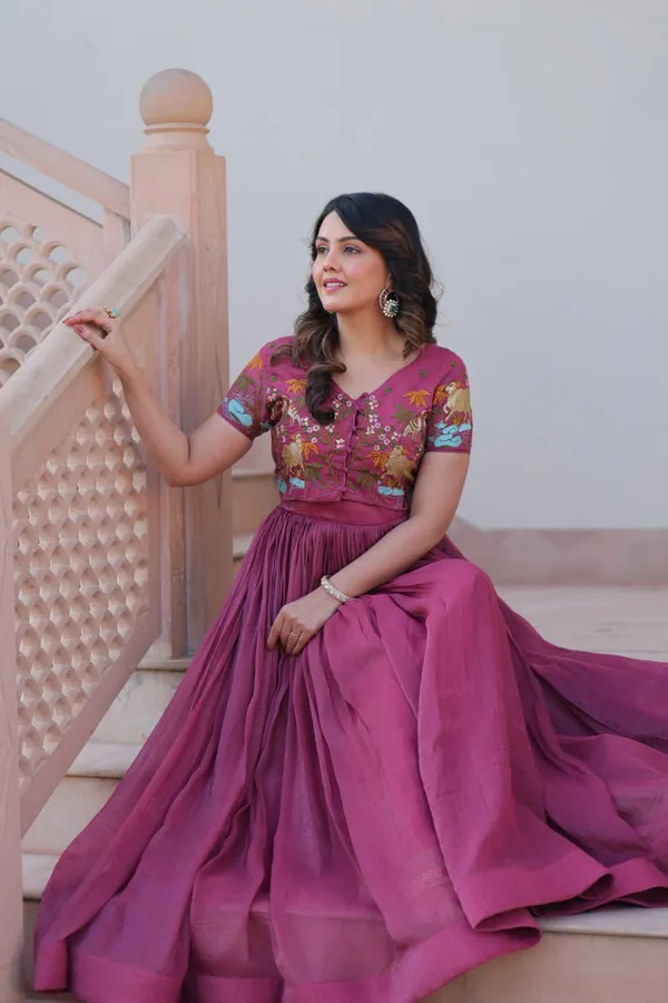 Mulberry_Pink_Textured_Cotton_Silk_Skirt_And_Embroidered_Blouse_Set_For_Women_&_Girls