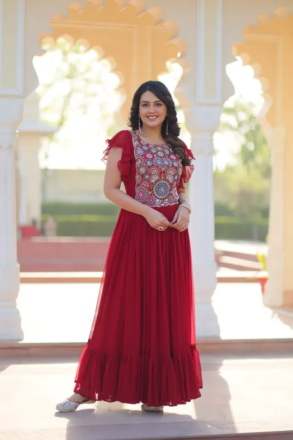 Scarlet_Red_Georgette_Embroidered_Georgette_Gown_For_Women_&_Girls