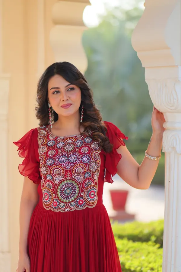 Scarlet_Red_Georgette_Embroidered_Georgette_Gown_For_Women_&_Girls