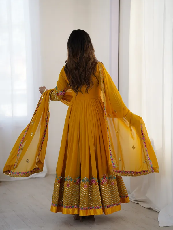 Mustard_Gold_Georgette_Blossom_Embroidered_Anarkali_Set_With_Dupatta_For_Women_&_Girls