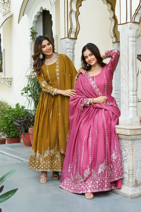 Pink_Georgette_Mirror-Work_Anarkali_Set_For_Women_&_Girls