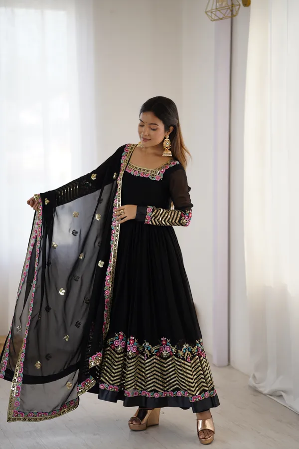 Black_Georgette_Embroidered_Anarkali_Set_For_Women_&_Girls