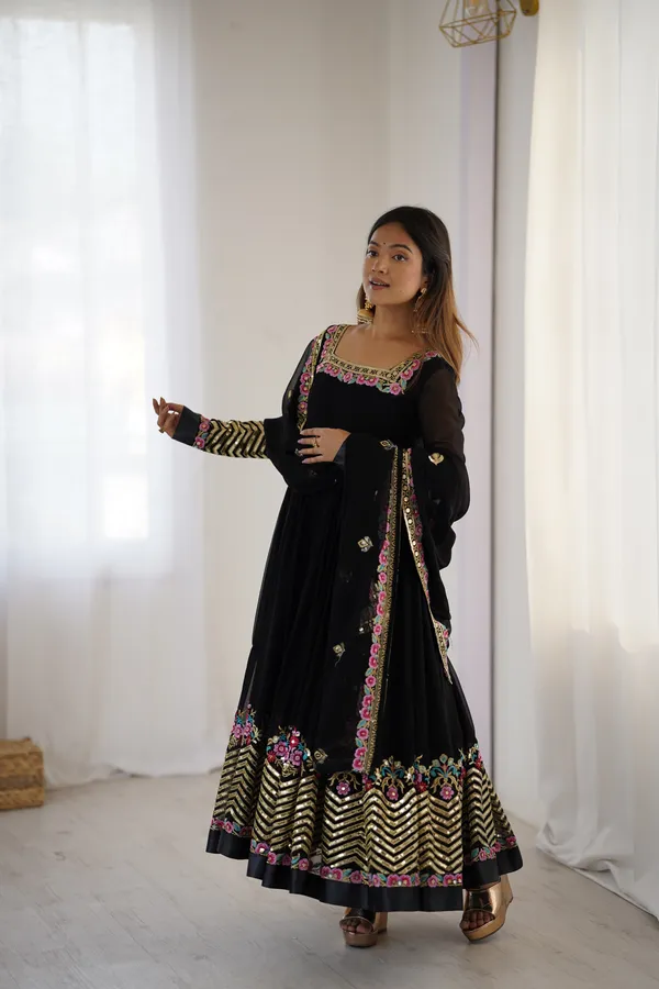 Black_Georgette_Embroidered_Anarkali_Set_For_Women_&_Girls