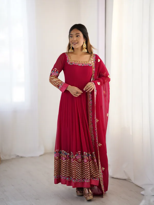Ruby_Pink_Georgette_Embroidered_Anarkali_Set_With_Dupatta_For_Women_&_Girls