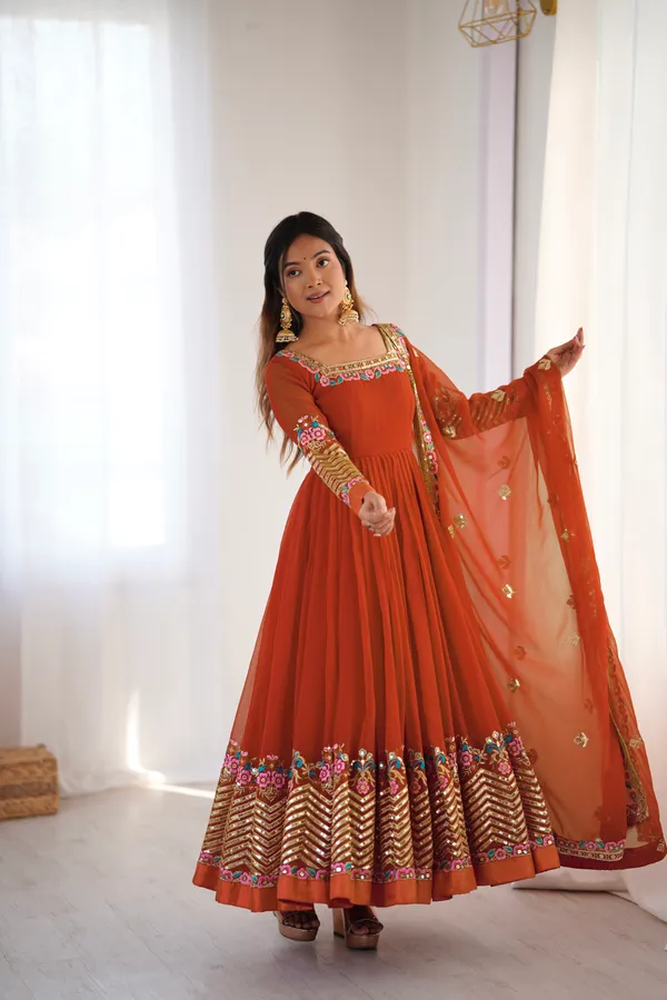 Sunset_Orange_Georgette_Embroidered_Anarkali_Set_With_Dupatta_For_Women_&_Girls
