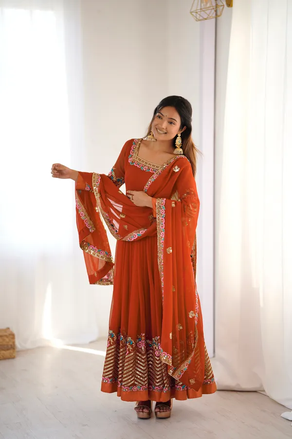 Sunset_Orange_Georgette_Embroidered_Anarkali_Set_With_Dupatta_For_Women_&_Girls
