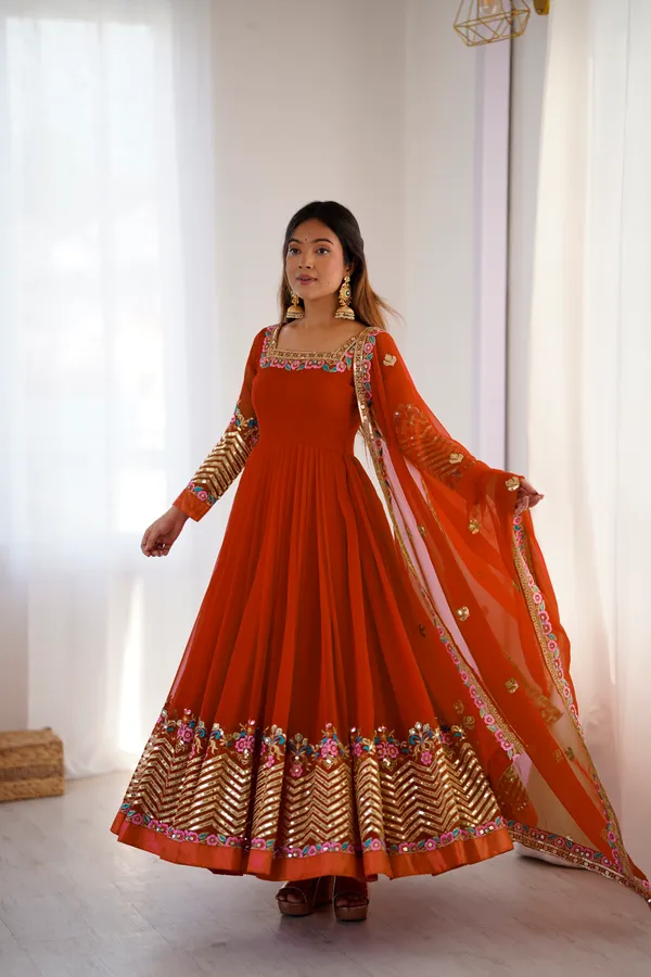Sunset_Orange_Georgette_Embroidered_Anarkali_Set_With_Dupatta_For_Women_&_Girls