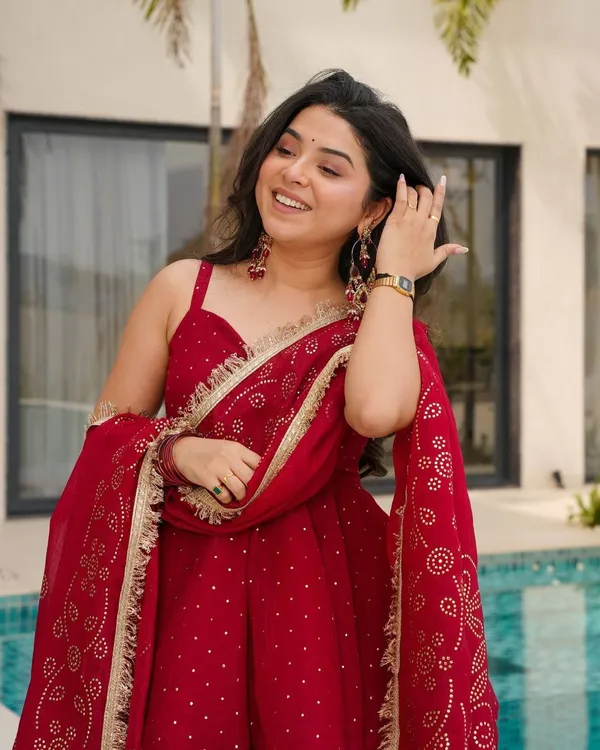 Wine_Red_Georgette_Sharara_Suit_Set_with_Peplum_Kurti_&_Dupatta