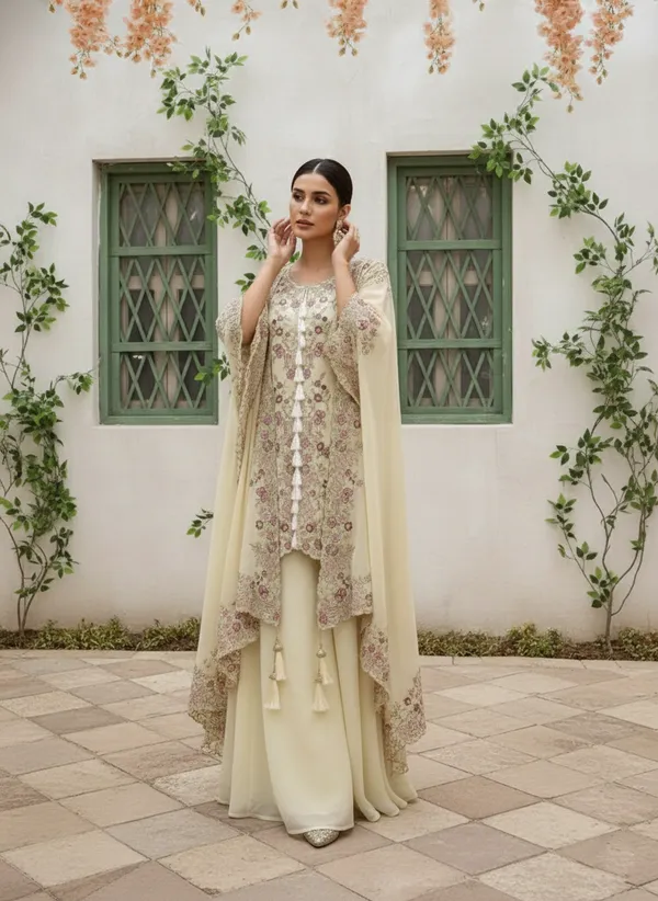 Women’s_Cream_Floral_Embroidered_Kurta_Set_with_Palazzo_&_Cape_Dupatta