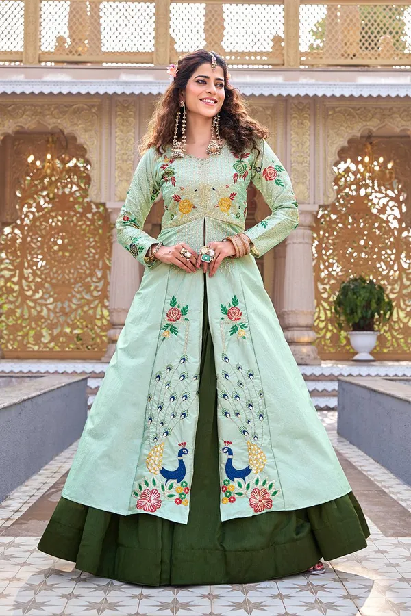 Women’s_Mint_Green_Embroidered_Anarkali_Lehenga_Set_with_Peacock_Motif