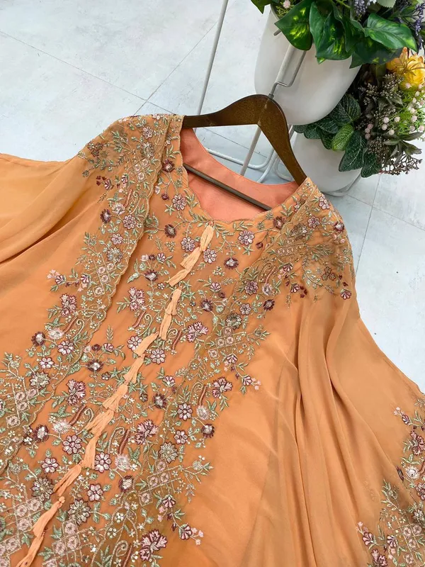 Women’s_Orange_Floral_Embroidered_Kurta_Set_with_Palazzo_&_Cape_Dupatta