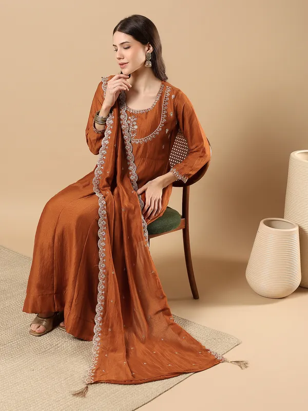 Women’s_Rust_Orange_Embroidered_A-Line_Kurta_Set_with_Pants_&_Dupatta_(3-Piece_Ethnic_Set)