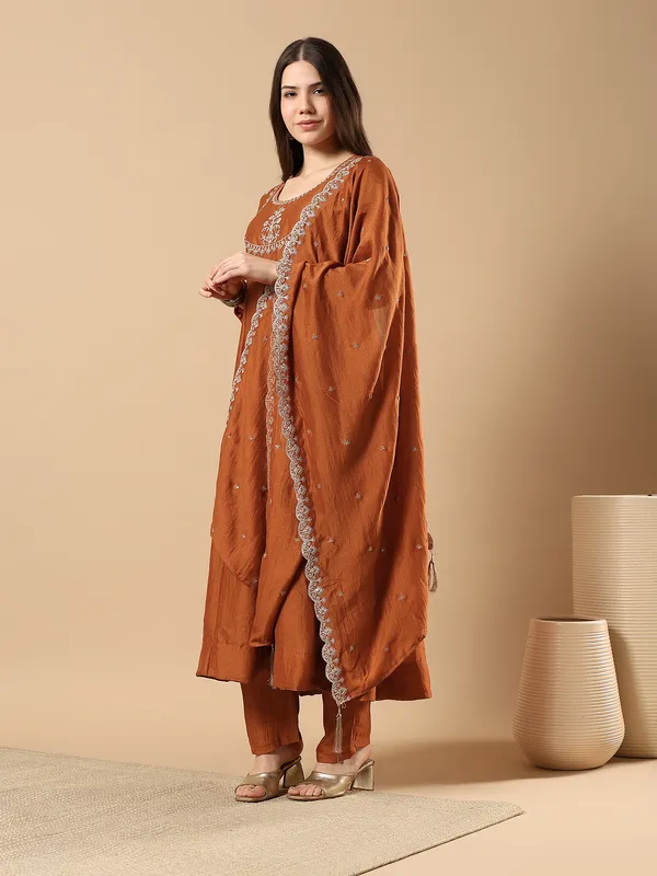 Women’s_Rust_Orange_Embroidered_A-Line_Kurta_Set_with_Pants_&_Dupatta_(3-Piece_Ethnic_Set)