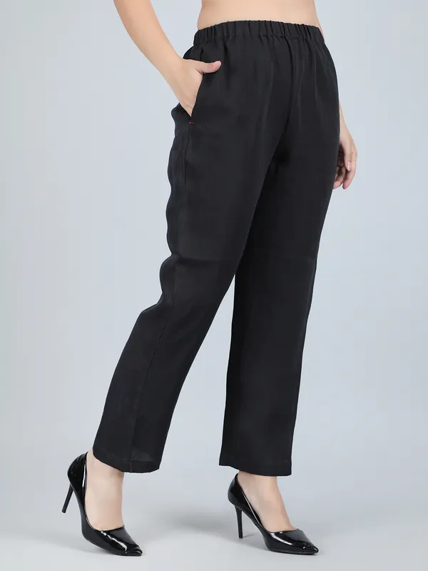 Black_Pure_Linen_Hand_Embroidered_Pants_For_Women