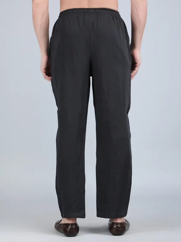 Black_Pure_Linen_Hand_Embroidered_Pants_For_Men