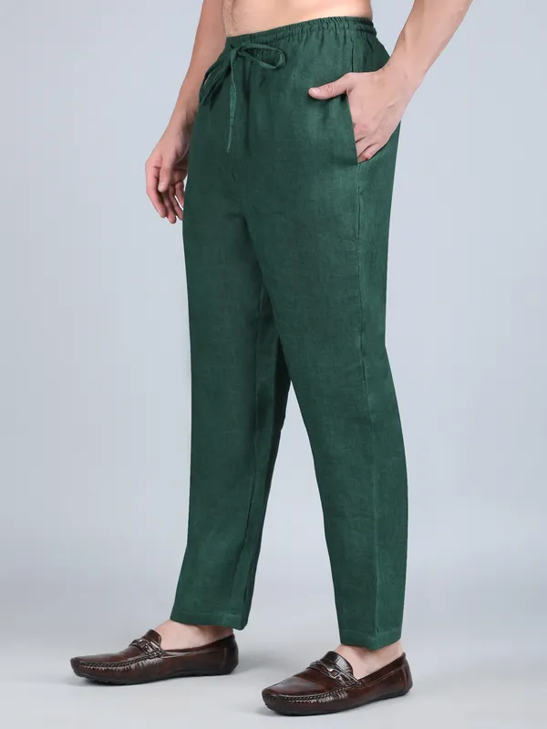 Green_Pure_Linen_Hand_Embroidered_Pants_For_Men