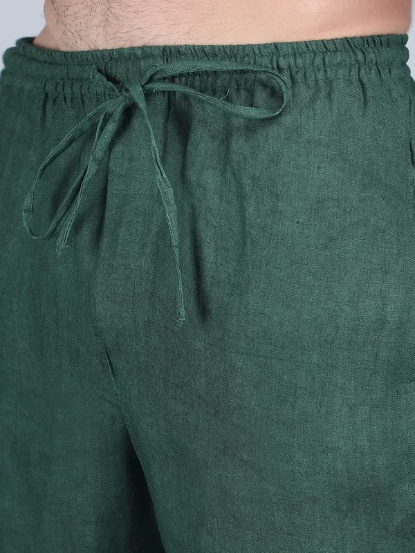 Green_Pure_Linen_Hand_Embroidered_Pants_For_Men