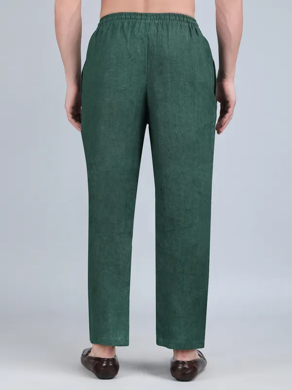 Green_Pure_Linen_Hand_Embroidered_Pants_For_Men