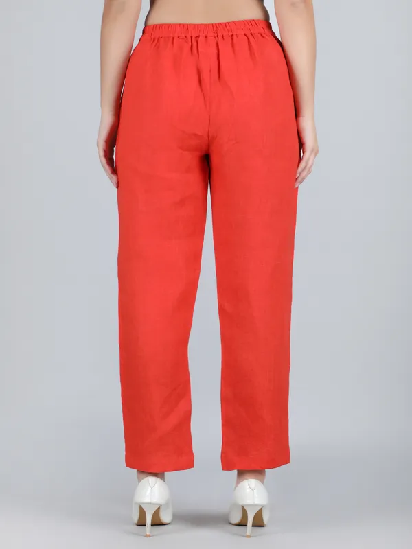 Orange_Pure_Linen_Hand_Embroidered_Pants_For_Women