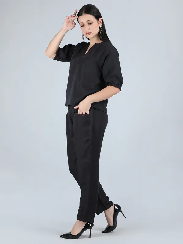 Black_Pure_Linen_Hand_Embroidered_Co-Ord_For_Women