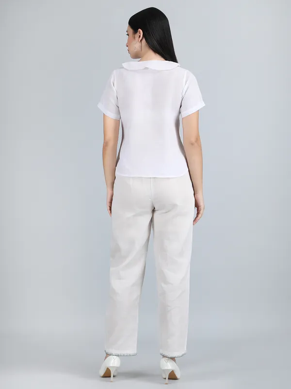 White_Pure_Linen_Hand_Embroidered_Collar_Co-Ord_For_Women