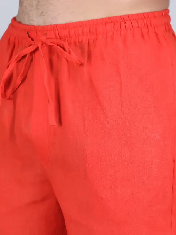 Orange_Pure_Linen_Hand_Embroidered_Pants_For_Men