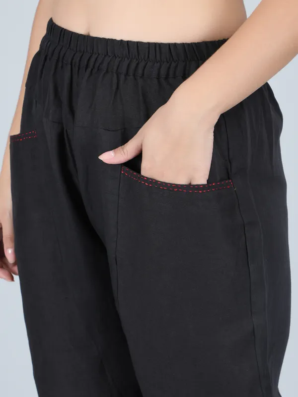 Black_Pure_Linen_Hand_Embroidered_Pants_For_Women