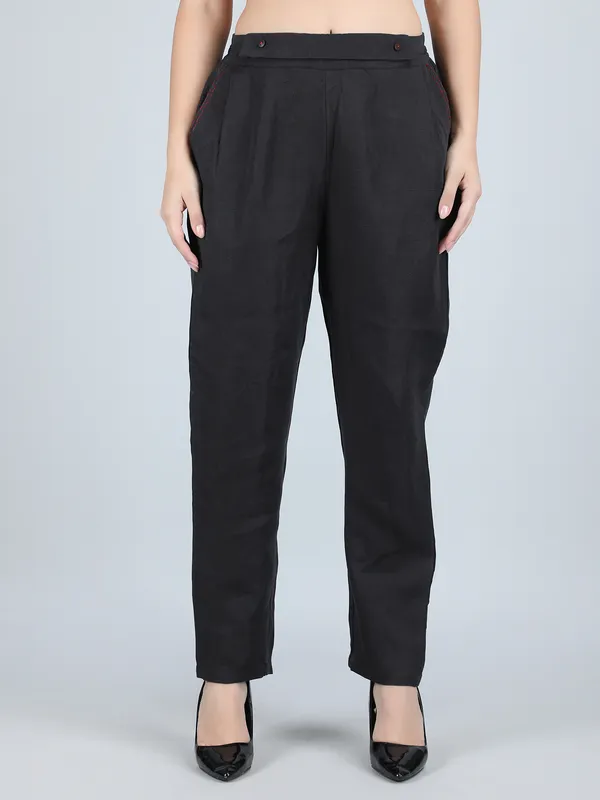 Black_Pure_Linen_Hand_Embroidered_Pants_For_Women
