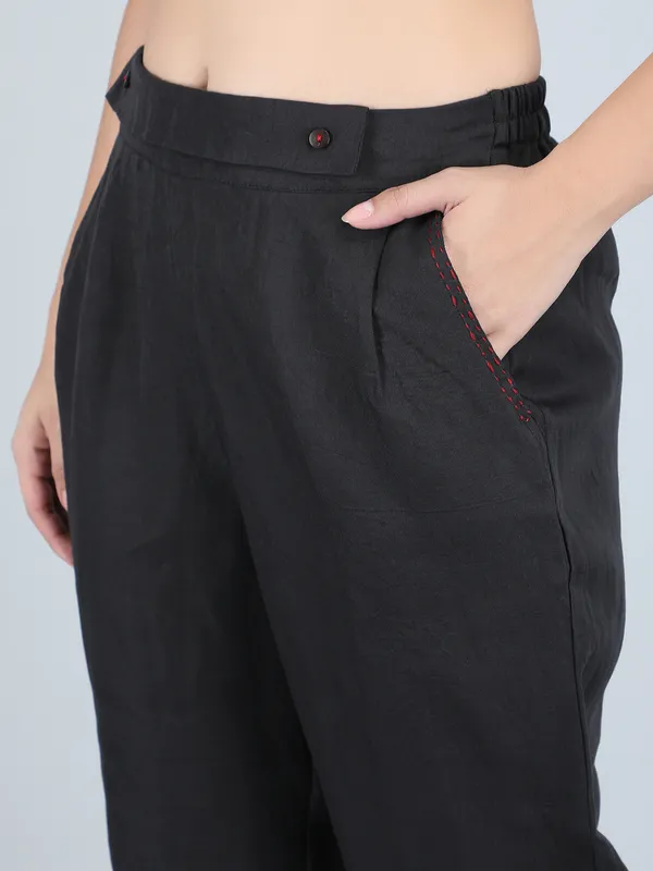 Black_Pure_Linen_Hand_Embroidered_Pants_For_Women