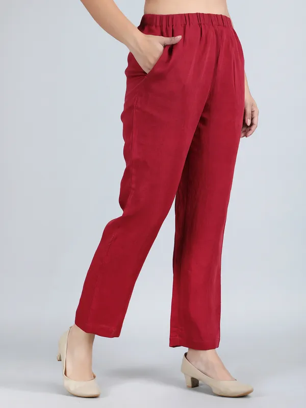 Maroon_Pure_Linen_Hand_Embroidered_Pants_For_Women