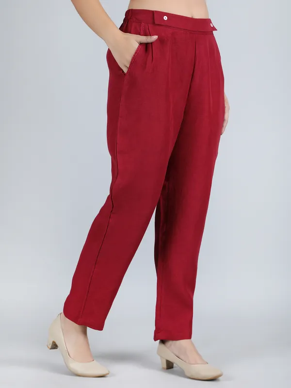 Maroon_Pure_Linen_Hand_Embroidered_Pants_For_Women