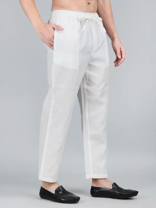 White_Pure_Linen_Hand_Embroidered_Pants_For_Men
